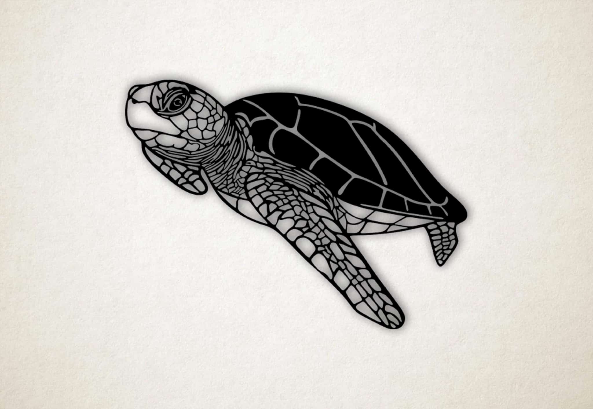 Line art zwemmende schildpad